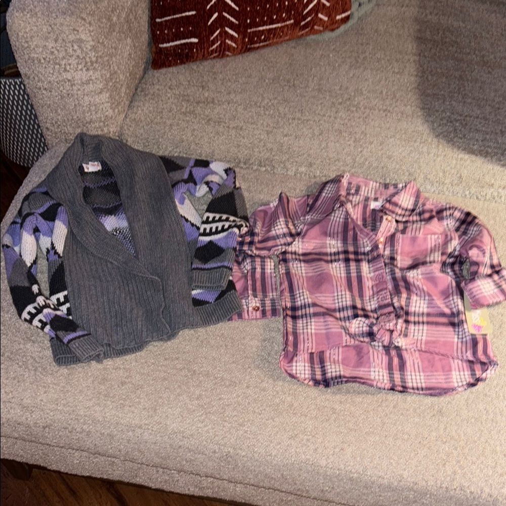 NWT Plaid Pink Kids Shirt and sweater set